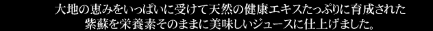 大地の恵みをたっぷりうけた紫蘇ジュース